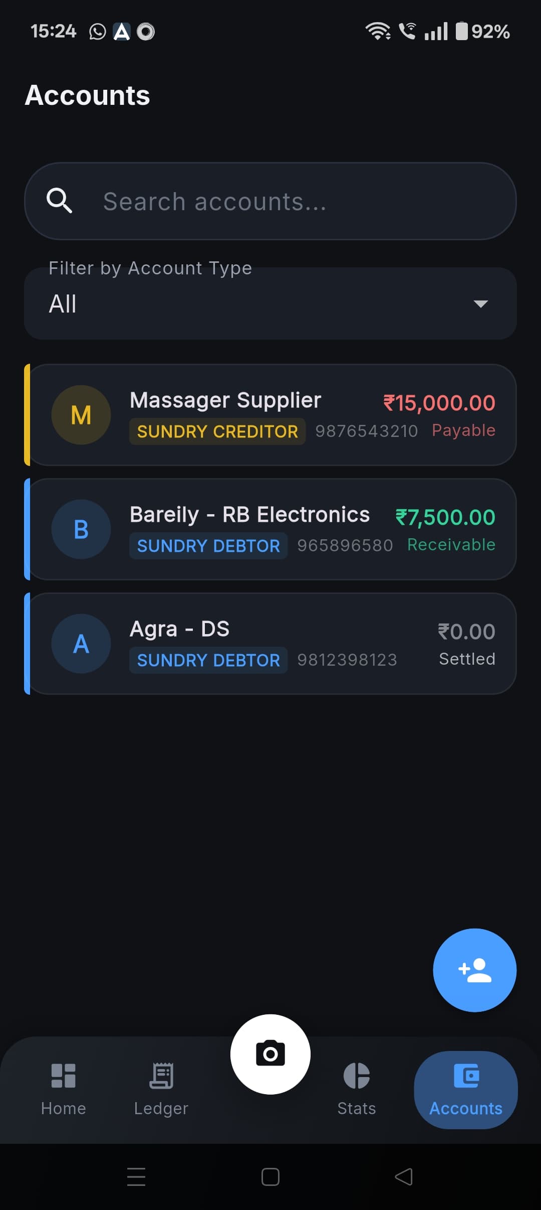 Cliffy Accounts — party-wise financial tracking