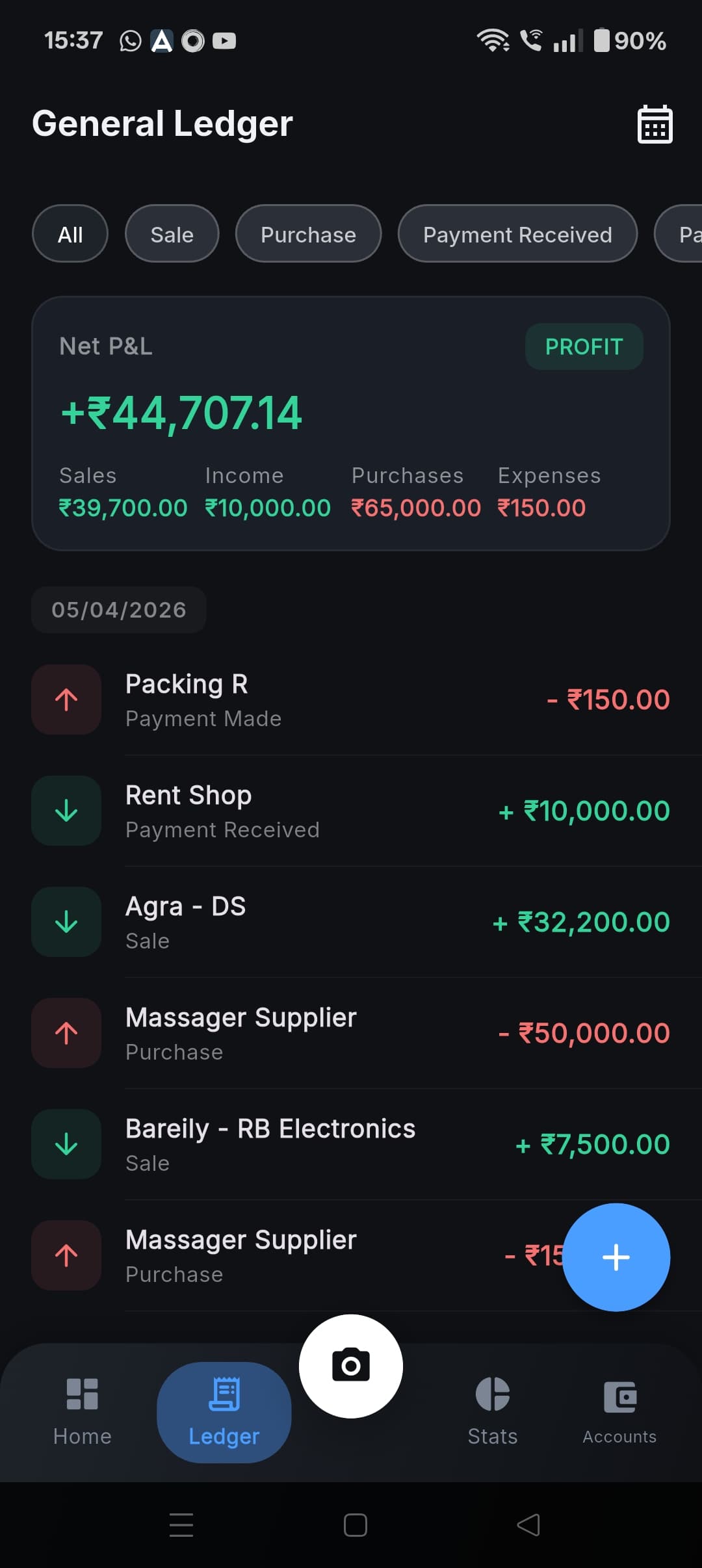 Cliffy General Ledger — real-time transaction tracking